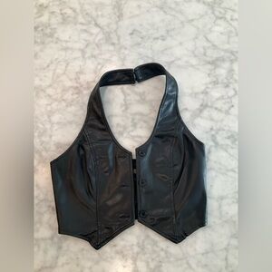 Nasty Gal Black Faux Leather Halter Top